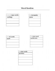 English Worksheet: Word  families