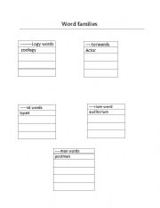 English Worksheet: Word  families