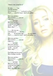 English worksheet: Tina Karol - Show Me Your Love song worksheet