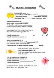 English Worksheet: Delirious -  Inside Outside (song, fill in)