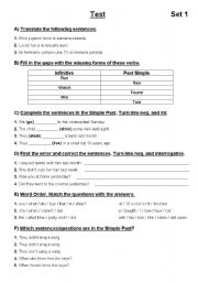 English Worksheet: test of simple past