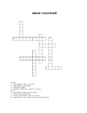 English worksheet: music crossword