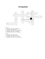 English worksheet: Occupations crossword