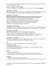 English Worksheet: How to Write a Play Review