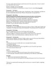 English Worksheet: How to Write a Play Review