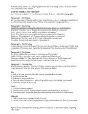 English worksheet: How to Write a Play Review