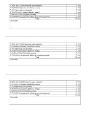 English Worksheet: Rubric for Writing