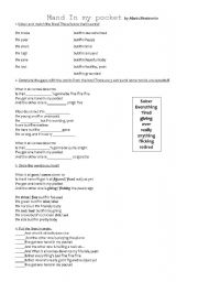 English worksheet: One Hand in My Pocket - Adjectives