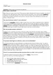 English Worksheet: Reading exam