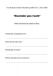English Worksheet: BlackAdder Goes Fourth-Prediction task