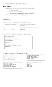 English Worksheet: song 