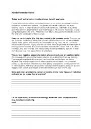 English Worksheet: Mobile Phones in Schools