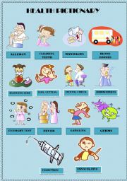 English Worksheet: HEALTH PICTIONARY 1