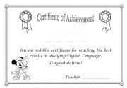 English Worksheet: Certificate of achievement