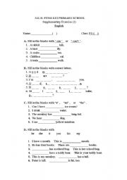 English worksheet: Primary Exercises(H.K)