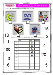 English Worksheet: How man CDs do you have?