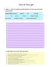 English Worksheet: Have and Have got