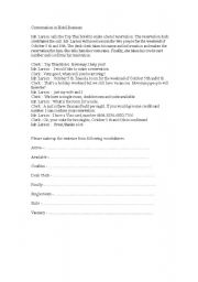 English Worksheet: conversation in hotel business