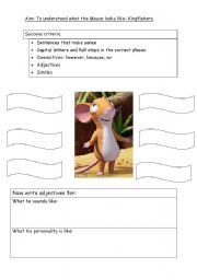 English Worksheet: Describe the mouse from the Gruffalo