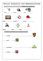 English worksheet: Plural nouns and demonstratives