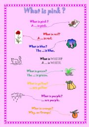 English worksheet: What is pink?