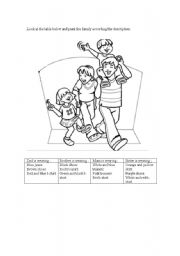 English worksheet: Family and colours