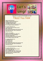 English Worksheet: > Glee Series: Season 2! > SONGS FOR CLASS! S02E11 *.* FOUR SONGS *.* FULLY EDITABLE WITH KEY! 
