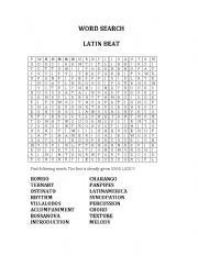 English worksheet: Word Search - Latin Beat