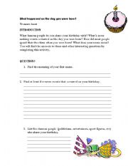 English Worksheet: What happened the day you were born?