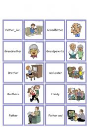 English Worksheet: family domino