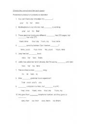 English worksheet: posseddive adjectives and possessive pronouns