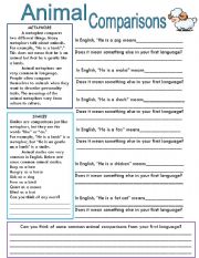 English Worksheet: Animal Comparisons