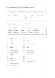 English worksheet: numbers