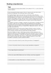 English Worksheet: reading