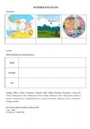 English Worksheet: Summer Holidays