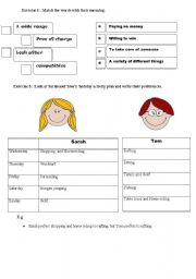 English worksheet: holiday activities vocabulary exercise and  preferences