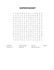English Worksheet: SUPERMARKET word search
