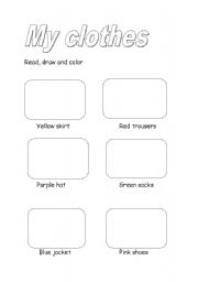 English worksheet: My clothes