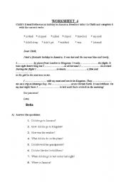 English Worksheet: past tense