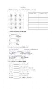 English Worksheet: Quantifiers