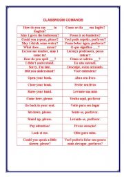 English Worksheet: classroom comands