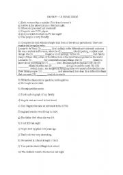 English worksheet: Simple Past information