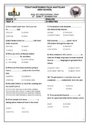 English Worksheet: AN INTERMEDIATE LEVEL TEST