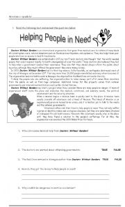 English Worksheet: Helping people in need