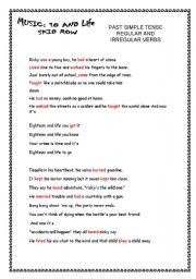 English Worksheet:  The past Simple Tense Song