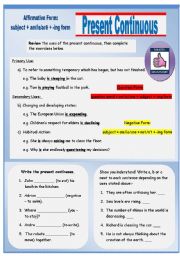 English Worksheet: Lets....Master the Present Continuous