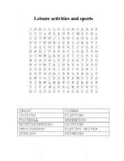 English Worksheet: sports wordsearch