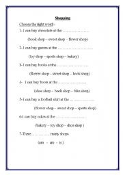 English Worksheet: shopping