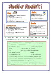 English Worksheet: Should and shouldnt do 1