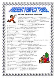 English Worksheet: PRESENT PERFECT TENSE